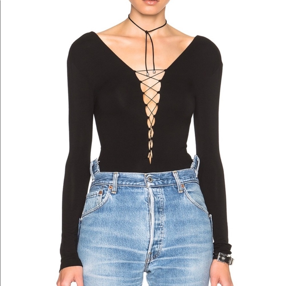 T by Alexander Wang Lace Up Bodysuit